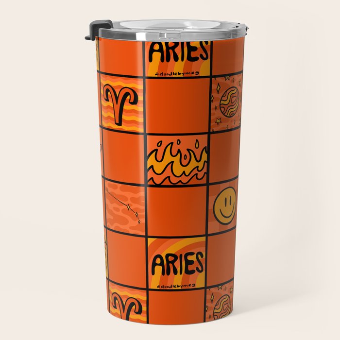Aries Checkered Print Travel Mug Gallery Image 3