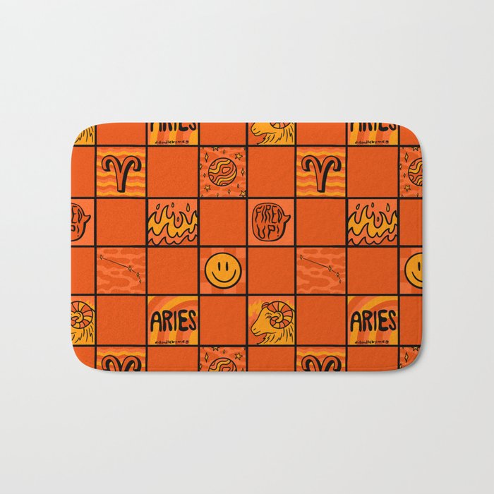Aries Checkered Print Bath Mat Gallery Image 1