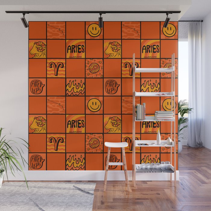 Aries Checkered Print Wall Mural Gallery Image 1