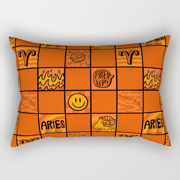 Aries Checkered Print Rectangular Pillow Gallery Image 2