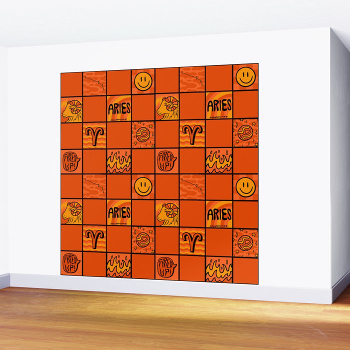 Aries Checkered Print Wall Mural Gallery Image 2