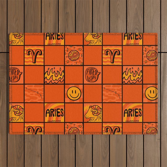 Aries Checkered Print Outdoor Rug Gallery Image 1