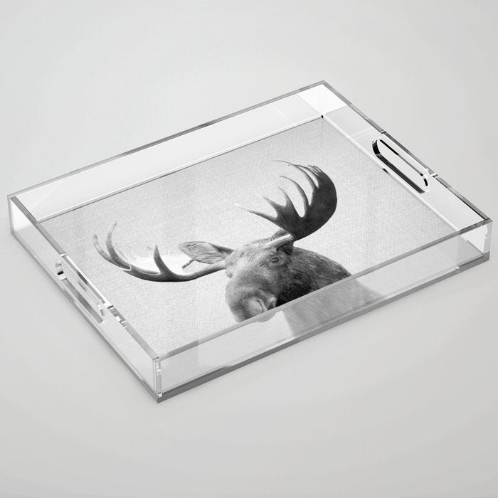 Moose - Black & White Acrylic Tray Gallery Image 1