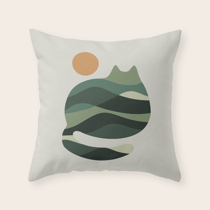 Cat Landscape 122 Throw Pillow Gallery Image 1
