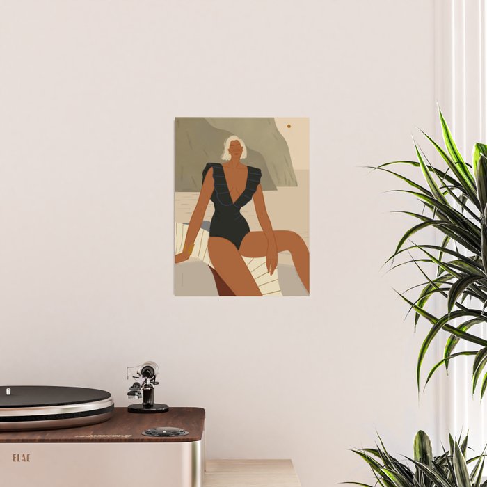  portrait of an elegant woman on the beach in a swimsuit Poster Gallery Image 2