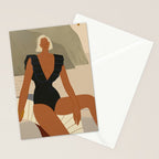  portrait of an elegant woman on the beach in a swimsuit Stationery Card Gallery Image 2