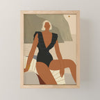  portrait of an elegant woman on the beach in a swimsuit Mini Art Print Gallery Image 1
