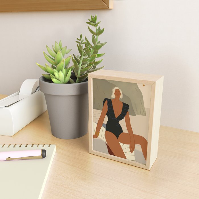  portrait of an elegant woman on the beach in a swimsuit Mini Art Print Gallery Image 2