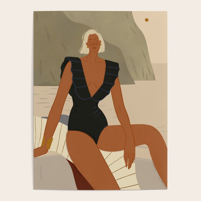  portrait of an elegant woman on the beach in a swimsuit Poster Gallery Image 4
