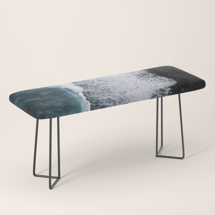 Waves from above on a Black Sand Beach Bench Gallery Image 1