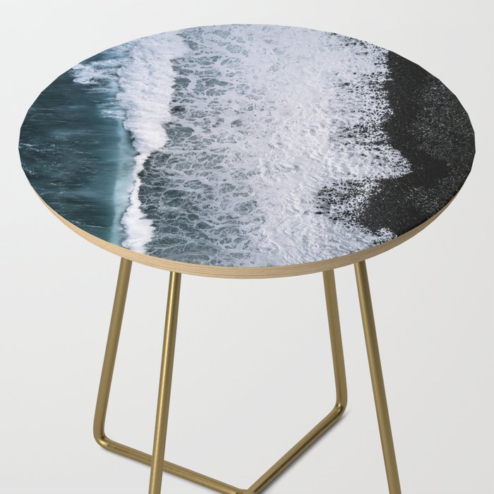 Waves from above on a Black Sand Beach Side Table Gallery Image 2