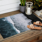 Waves from above on a Black Sand Beach Outdoor Rug Gallery Image 2