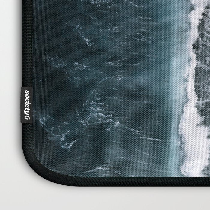 Waves from above on a Black Sand Beach Laptop Sleeve Gallery Image 3