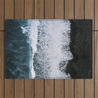 Waves from above on a Black Sand Beach Outdoor Rug Gallery Image 1