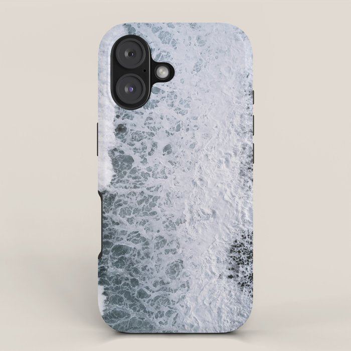 Waves from above on a Black Sand Beach iPhone Case Gallery Image 1