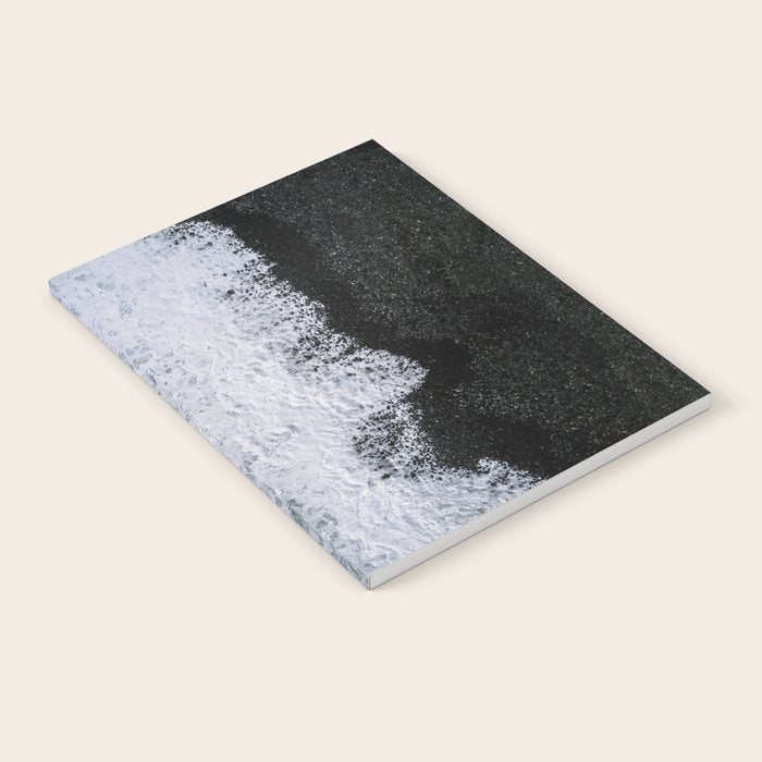 Waves from above on a Black Sand Beach Notebook Gallery Image 1