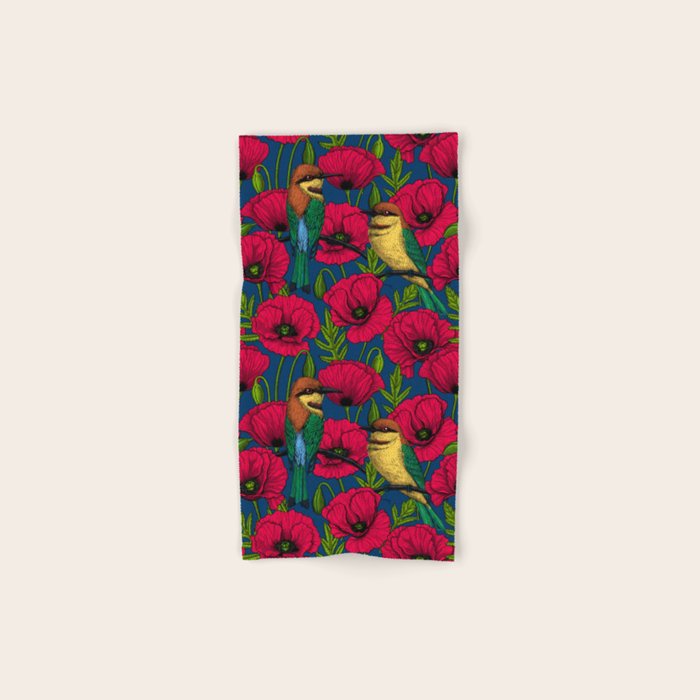 Bee eaters and poppies  Bath Towel Gallery Image 1