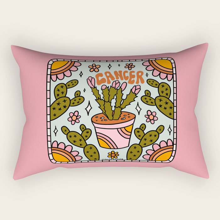 Cancer Zodiac Cactus Rectangular Pillow Gallery Image 1