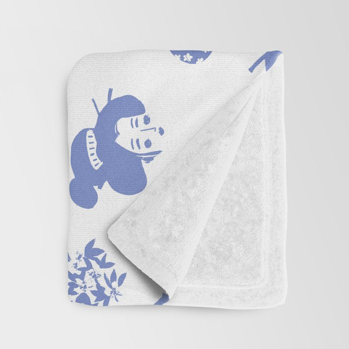 Light blue japanese pattern Throw Blanket Gallery Image 3