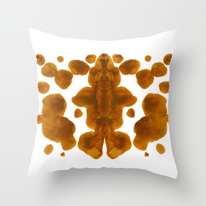 Brown Ocher Inkblot Pattern Throw Pillow Gallery Image 6
