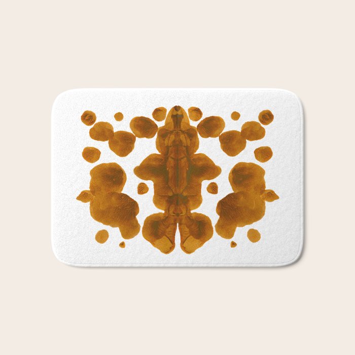 Brown Ocher Inkblot Pattern Bath Mat Gallery Image 1