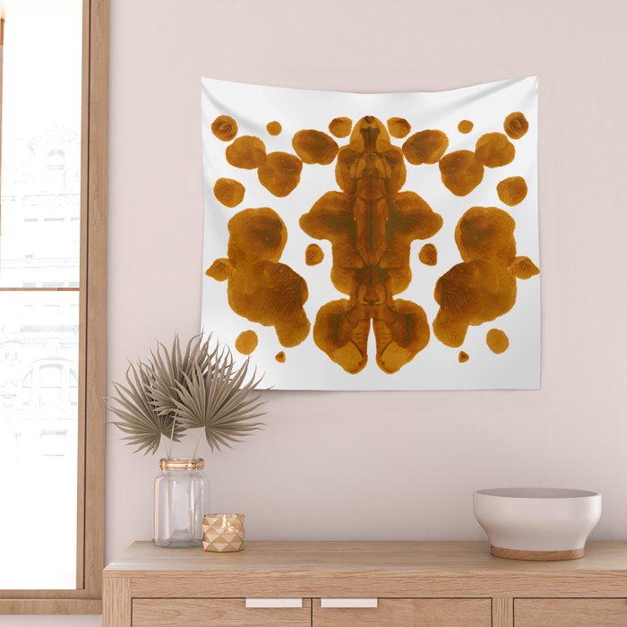 Brown Ocher Inkblot Pattern Wall Tapestry Gallery Image 2