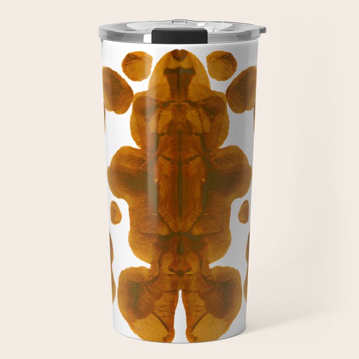 Brown Ocher Inkblot Pattern Travel Mug Gallery Image 1