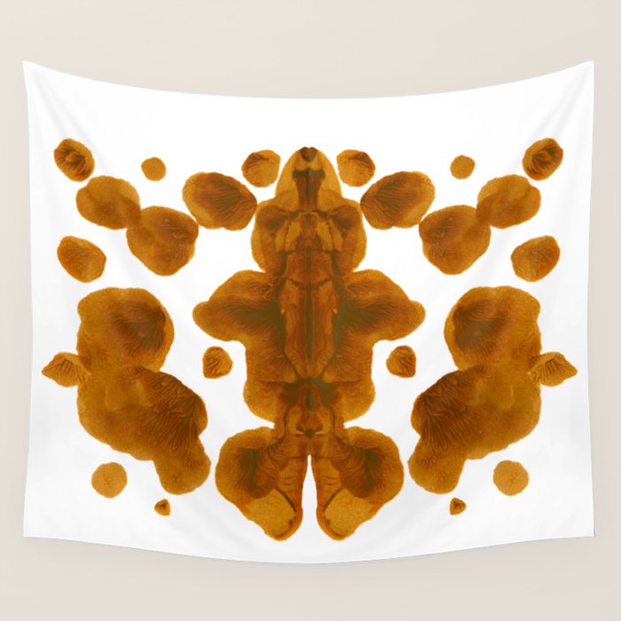 Brown Ocher Inkblot Pattern Wall Tapestry Gallery Image 4
