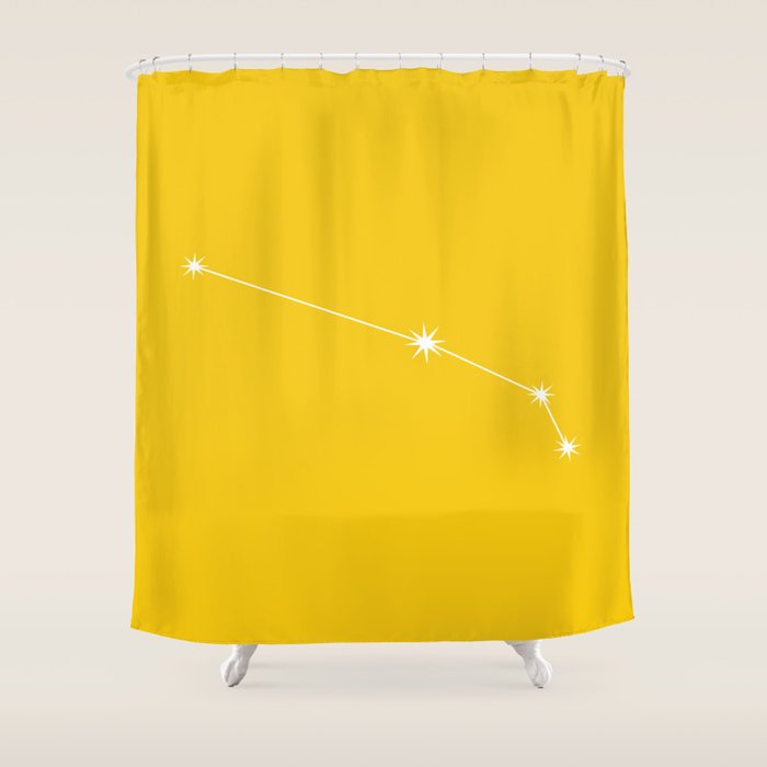 Aries Zodiac Star Constellation Line Art Bright Yellow Shower Curtain Gallery Image 1