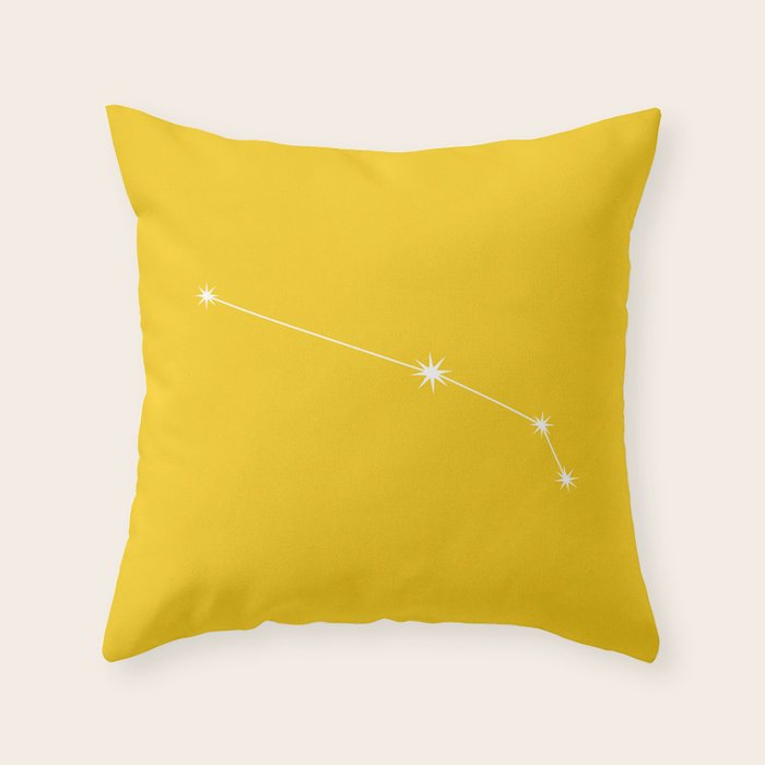 Aries Zodiac Star Constellation Line Art Bright Yellow Throw Pillow Gallery Image 6