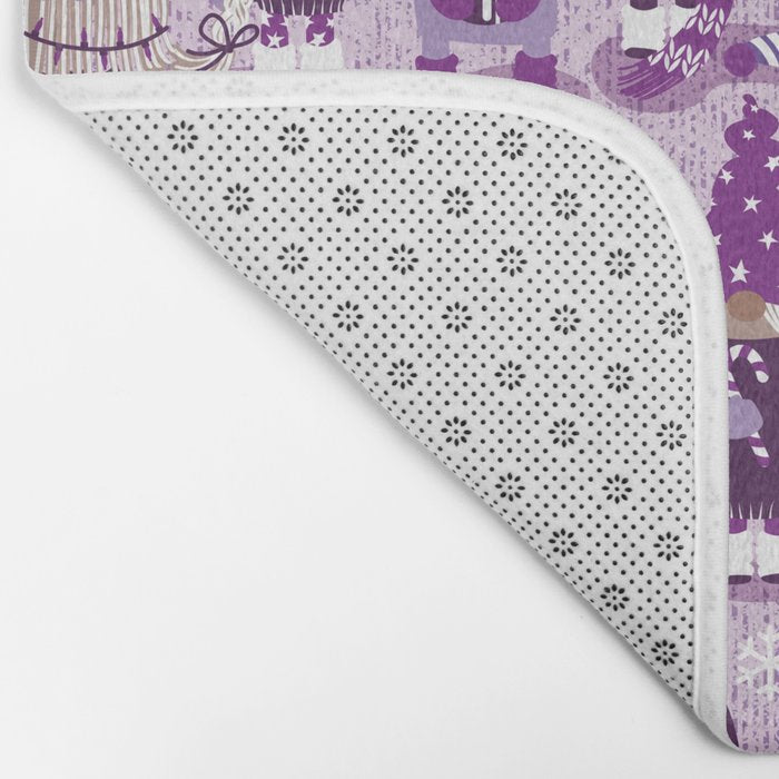 Let it gnome // monochromatic violet little Santa's helpers preparing for Christmas Bath Mat Gallery Image 2