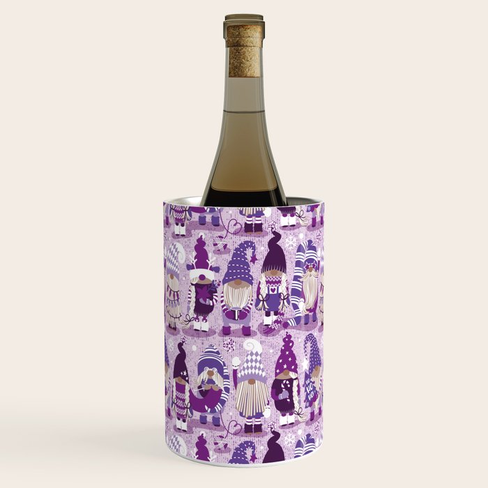 Let it gnome // monochromatic violet little Santa's helpers preparing for Christmas Wine Chiller Gallery Image 3