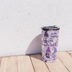 Let it gnome // monochromatic violet little Santa's helpers preparing for Christmas Travel Mug Gallery Image 4