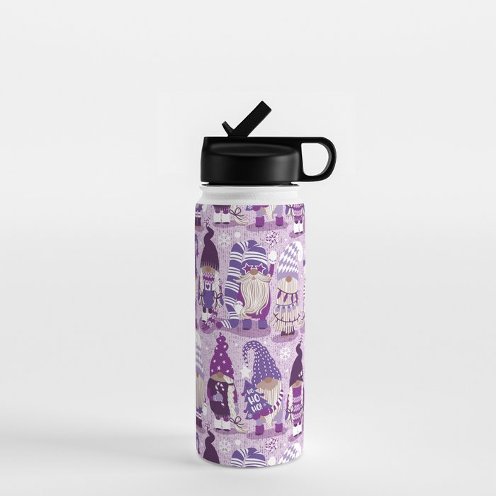 Let it gnome // monochromatic violet little Santa's helpers preparing for Christmas Water Bottle Gallery Image 1