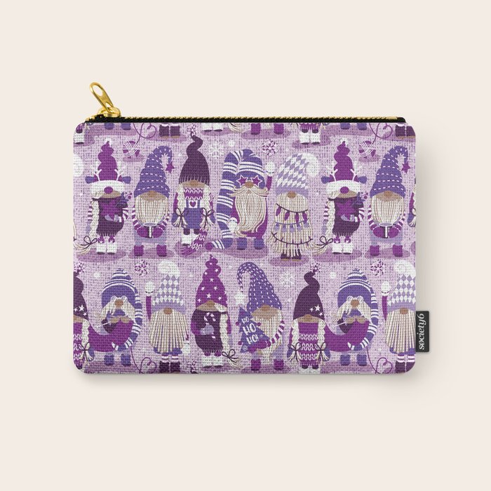 Let it gnome // monochromatic violet little Santa's helpers preparing for Christmas Carry All Pouch Gallery Image 1