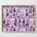 Let it gnome // monochromatic violet little Santa's helpers preparing for Christmas Serving Tray Gallery Image 1