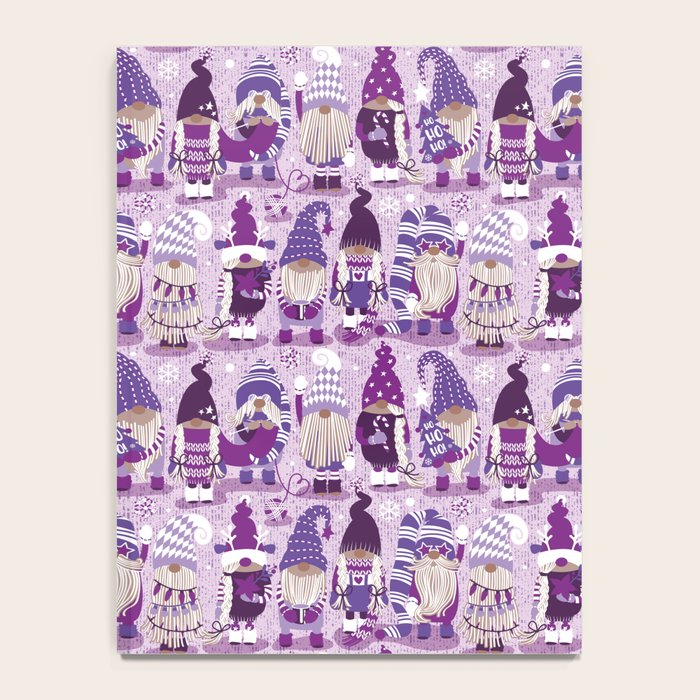 Let it gnome // monochromatic violet little Santa's helpers preparing for Christmas Notebook Gallery Image 4