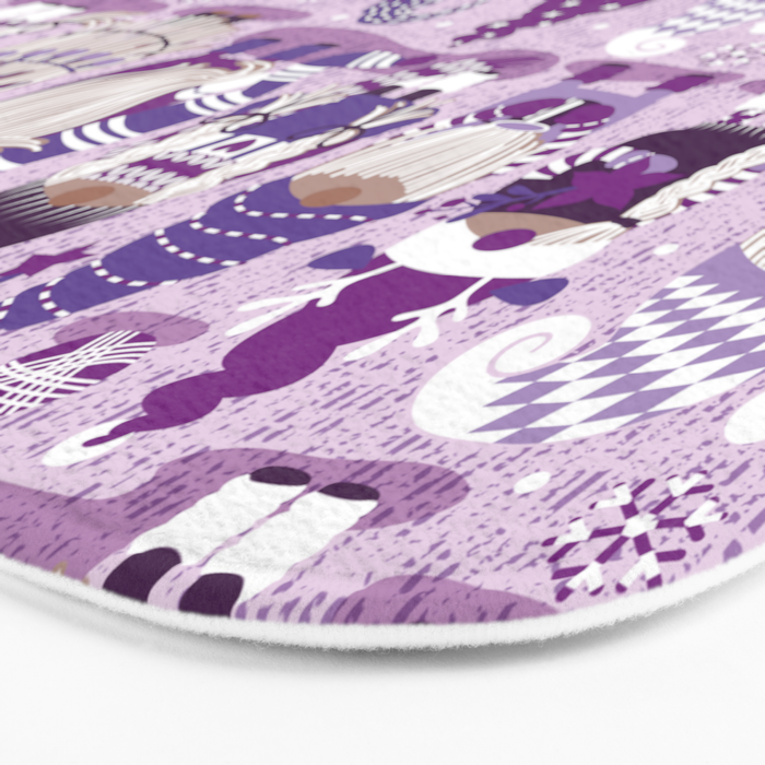 Let it gnome // monochromatic violet little Santa's helpers preparing for Christmas Bath Mat Gallery Image 3