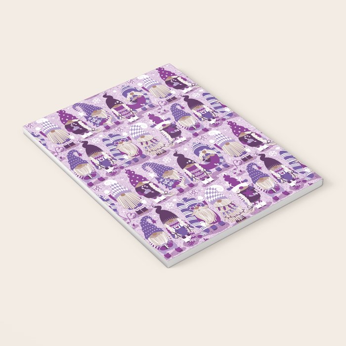 Let it gnome // monochromatic violet little Santa's helpers preparing for Christmas Notebook Gallery Image 3