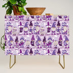Let it gnome // monochromatic violet little Santa's helpers preparing for Christmas Credenza Gallery Image 1