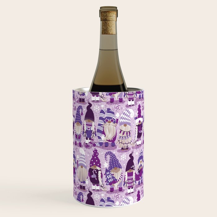Let it gnome // monochromatic violet little Santa's helpers preparing for Christmas Wine Chiller Gallery Image 1