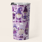 Let it gnome // monochromatic violet little Santa's helpers preparing for Christmas Travel Mug Gallery Image 3