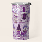 Let it gnome // monochromatic violet little Santa's helpers preparing for Christmas Travel Mug Gallery Image 2