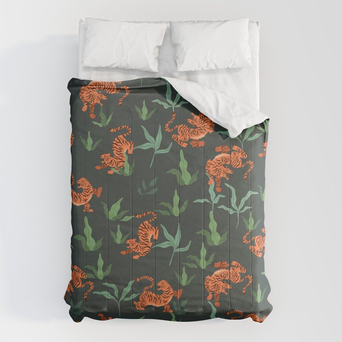 Dancing Tiger (Forest Green) Comforter Gallery Image 6