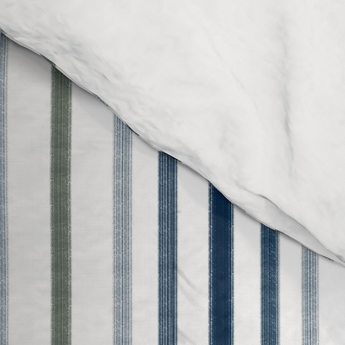 Navy Blue and Sage Green Thin Stripes Comforter Gallery Image 4