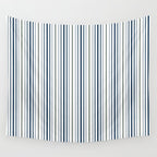 Navy Blue and Sage Green Thin Stripes Wall Tapestry Gallery Image 4