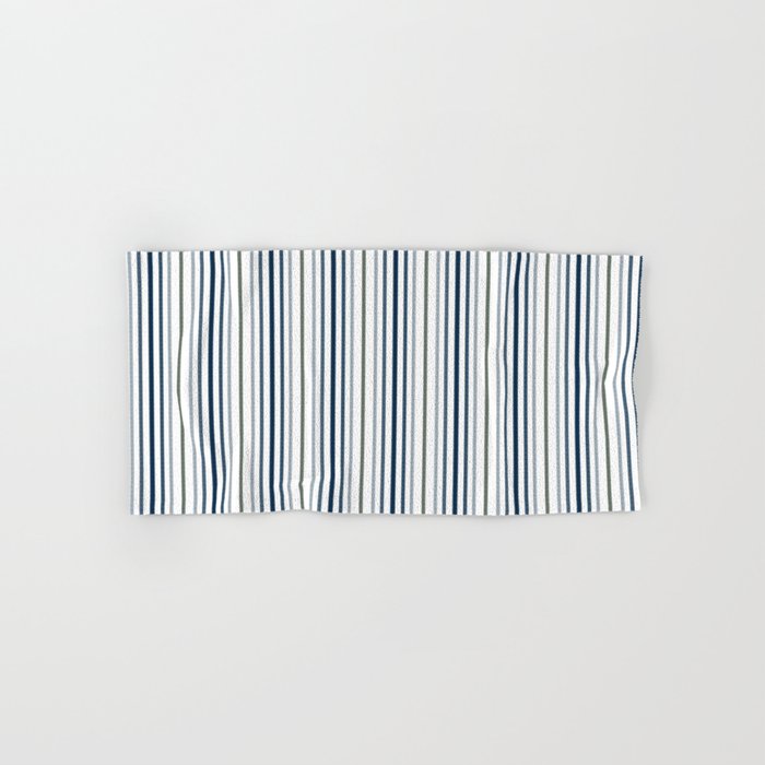 Navy Blue and Sage Green Thin Stripes Bath Towel Gallery Image 1
