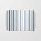 Navy Blue and Sage Green Thin Stripes Bath Mat Gallery Image 1