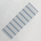 Navy Blue and Sage Green Thin Stripes Yoga Mat Gallery Image 1