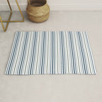 Navy Blue and Sage Green Thin Stripes Rug Gallery Image 1